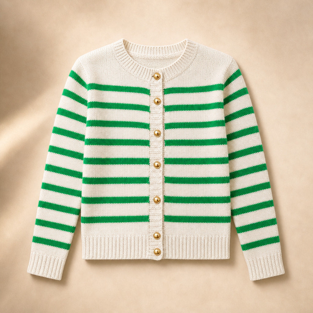 Audrey Striped Cardigan Green – Product Photo