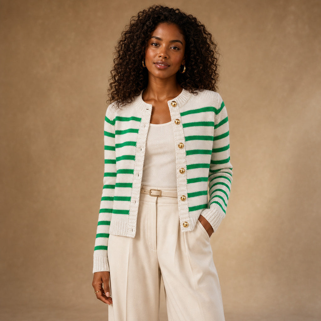 Audrey Striped Cardigan in Green – Mampierimoda Premium Womenswear