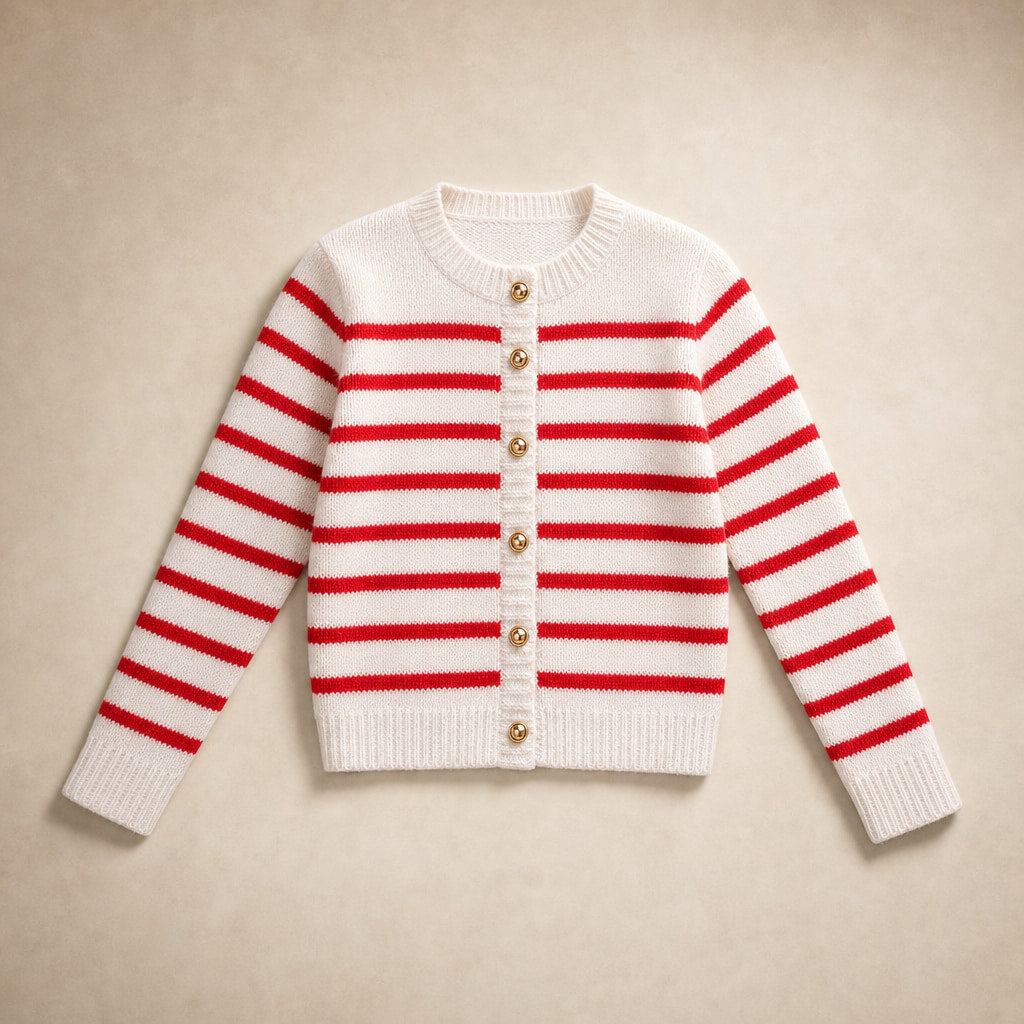 Audrey Striped Cardigan Red – Product Photo