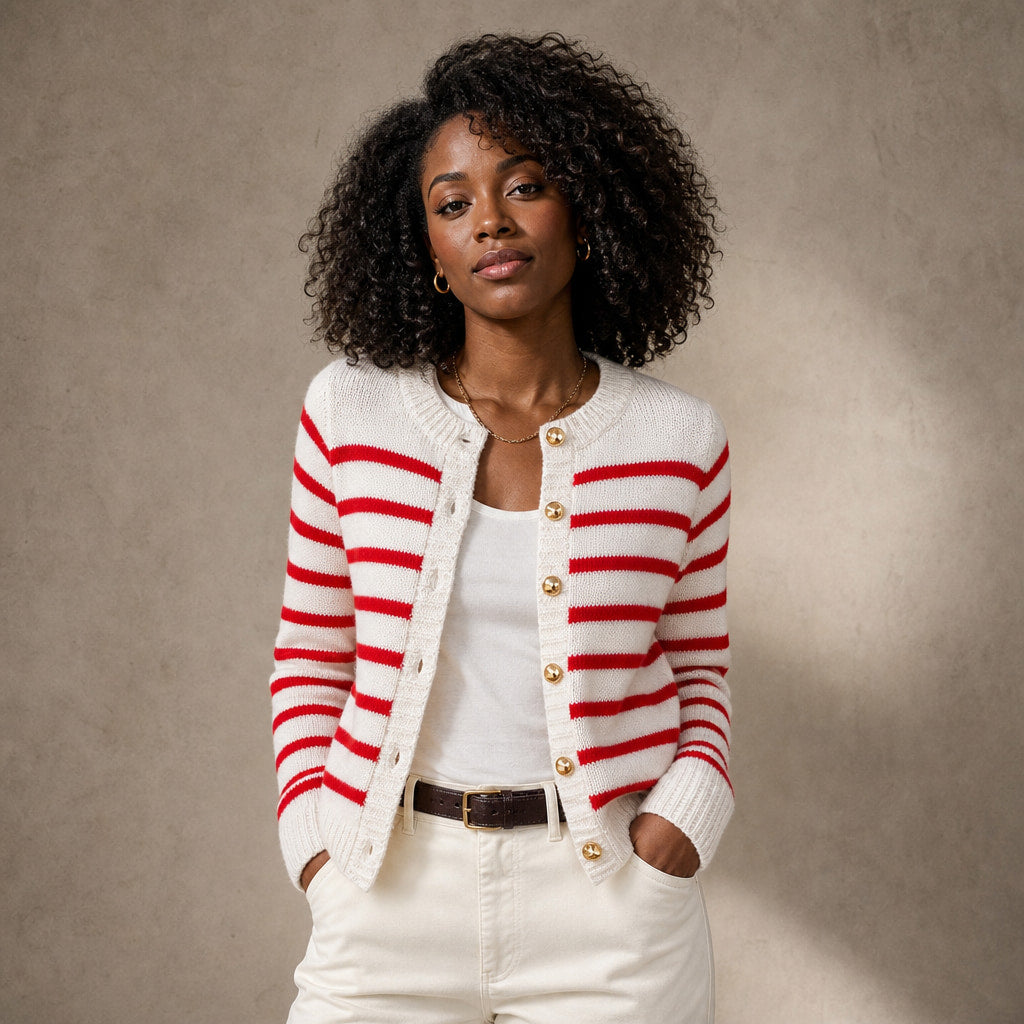 Audrey Striped Cardigan in Red – Mampierimoda Premium Womenswear