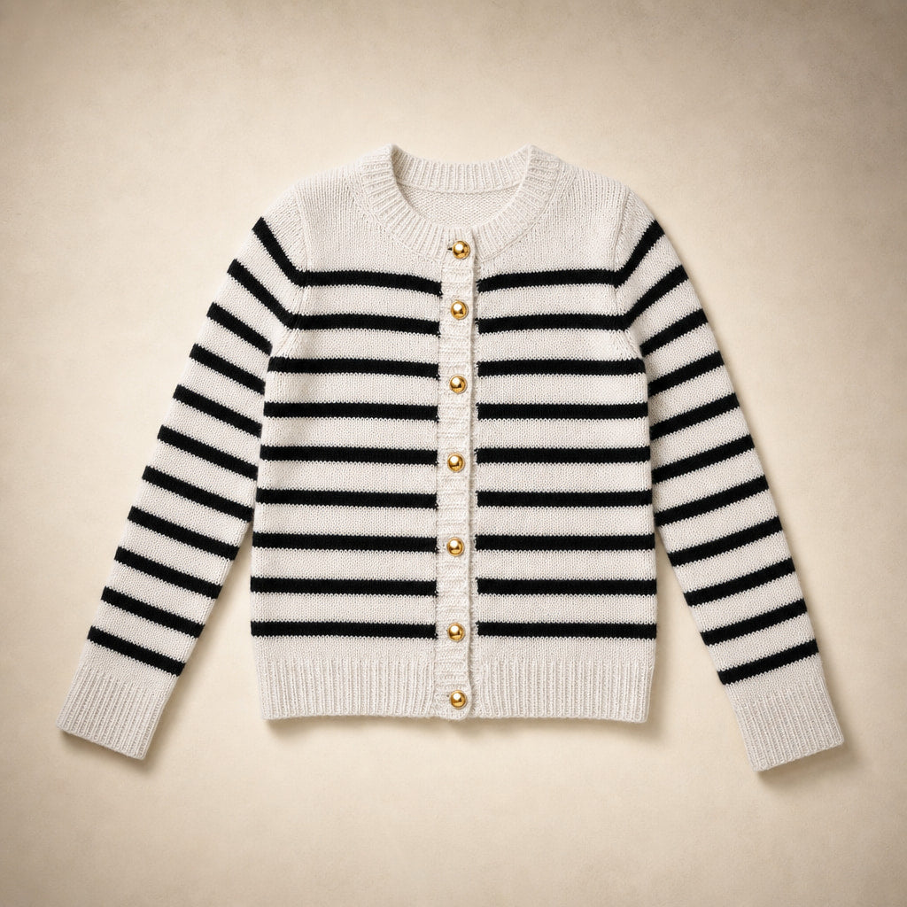 Audrey Striped Cardigan White – Product Photo