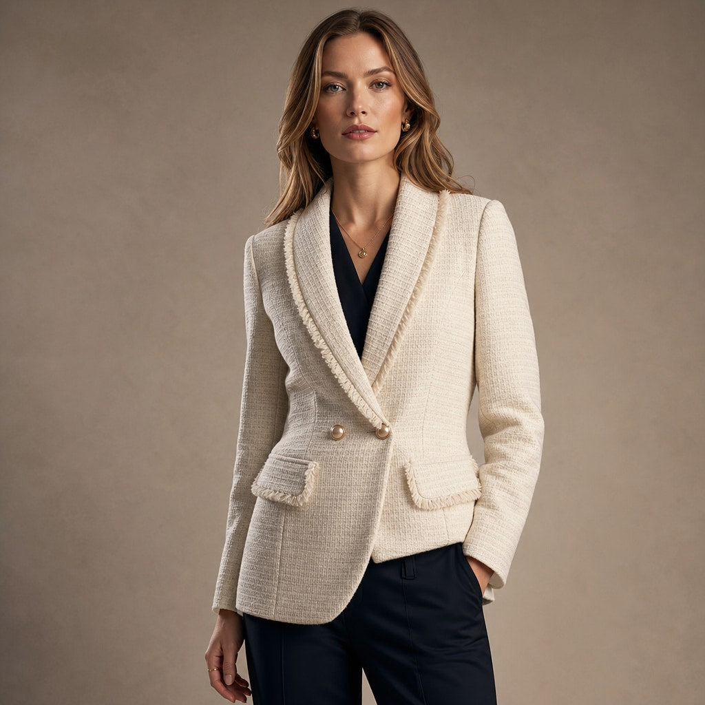 Avery Couture Boucle Blazer in Pearl White – Mampierimoda Premium Womenswear