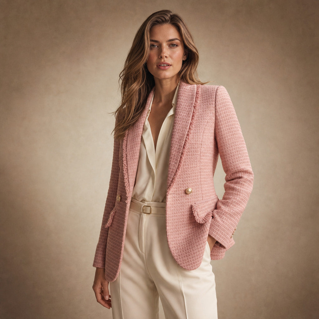 Avery Couture Boucle Blazer Rose Pink – Product Photo