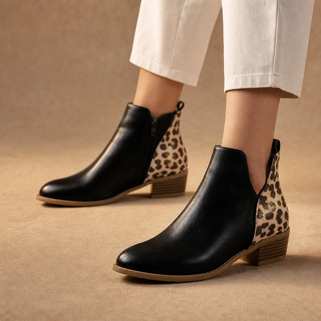 Blakely Women's Leopard Print Ankle Boots in Black – Mampierimoda Premium Womenswear