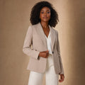 Houndstooth Blazer Jacket Single-Button Apricot – Product Photo