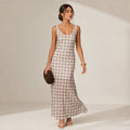 Britt Maxi Dress - Neutral Check Neutral Check – Product Photo