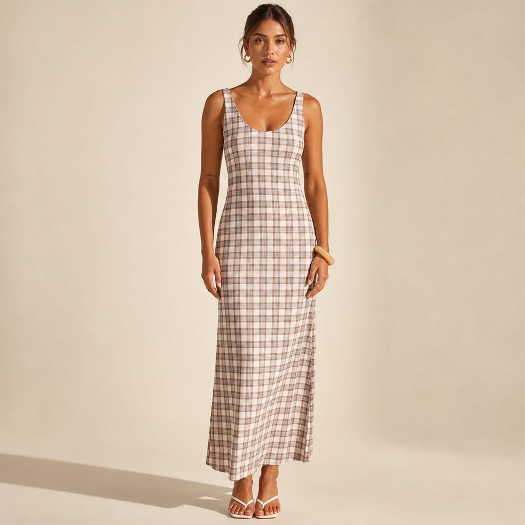 Britt Maxi Dress - Neutral Check in Neutral Check – Mampierimoda Premium Womenswear