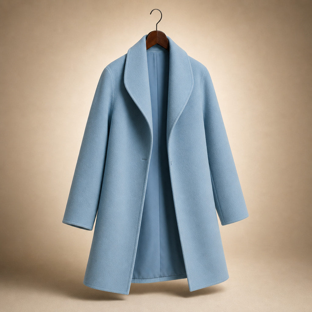 Brooklyn - Women's Wool Coat with Notch Lapel Collar Blue – Product Photo