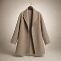 Brooklyn - Women's Wool Coat with Notch Lapel Collar Brown – Product Photo
