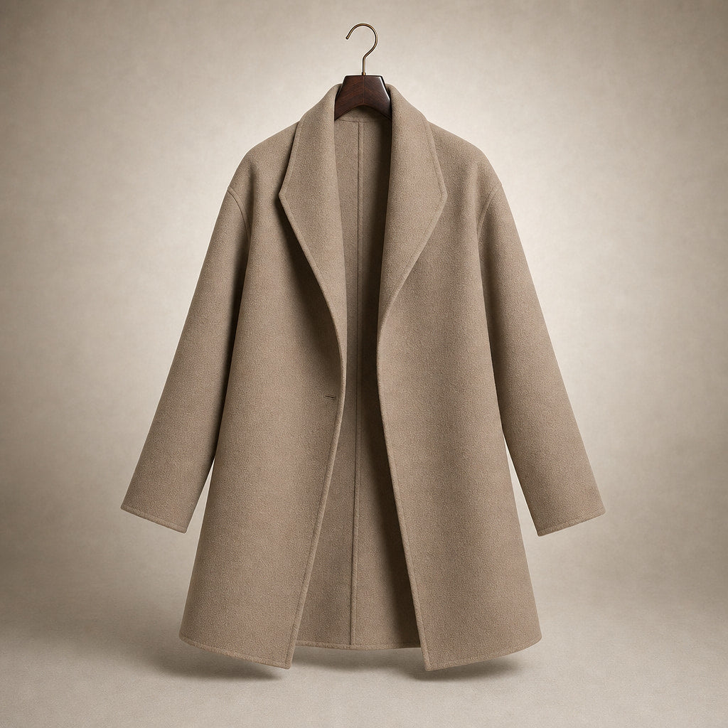 Brooklyn - Women's Wool Coat with Notch Lapel Collar Brown – Product Photo