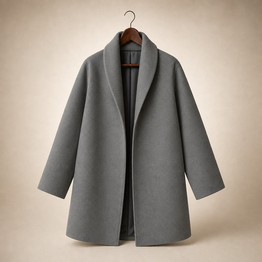 Brooklyn - Women's Wool Coat with Notch Lapel Collar Gray – Product Photo