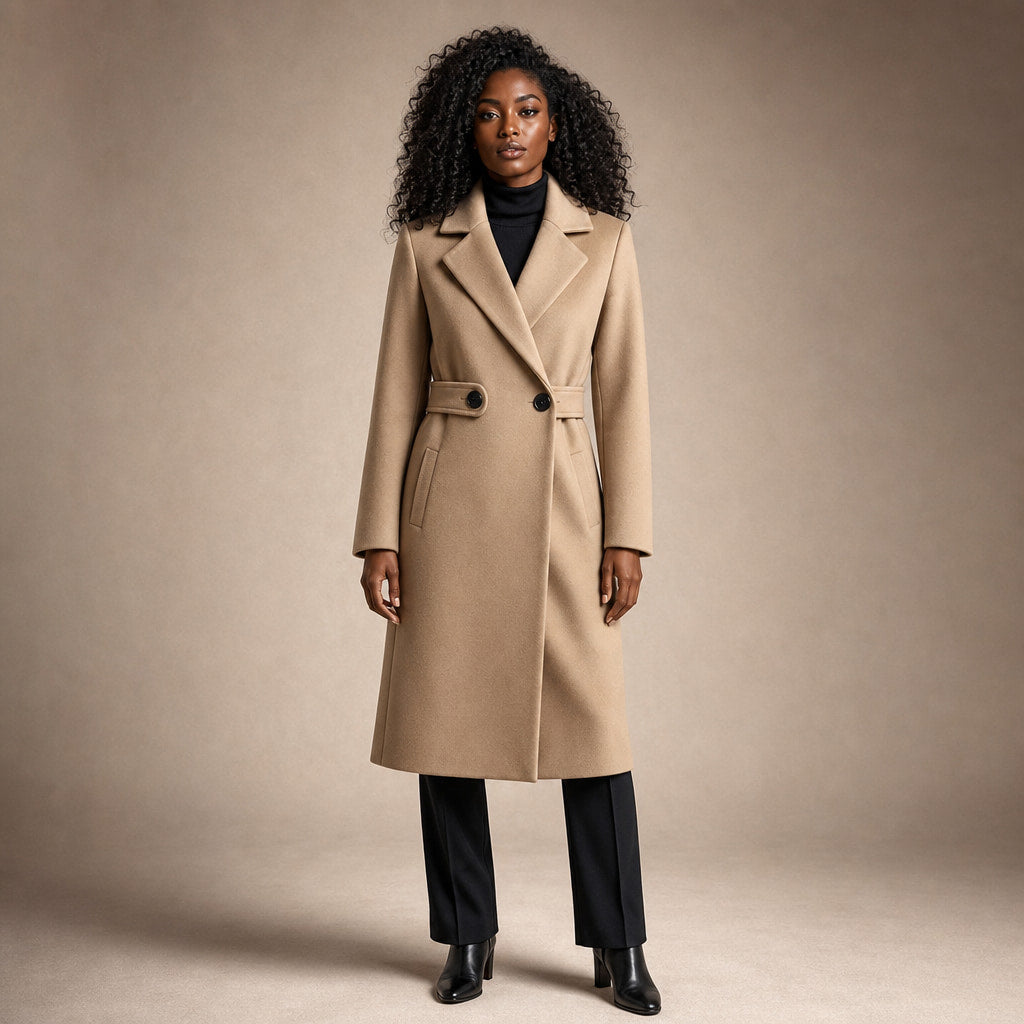 Belted Winter Coat Mid-Length in Camel – Mampierimoda Premium Womenswear