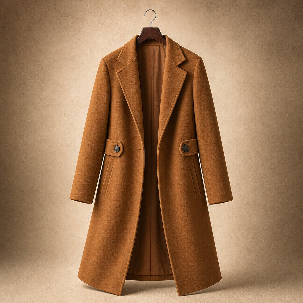 Belted Winter Coat Mid-Length Brown – Product Photo