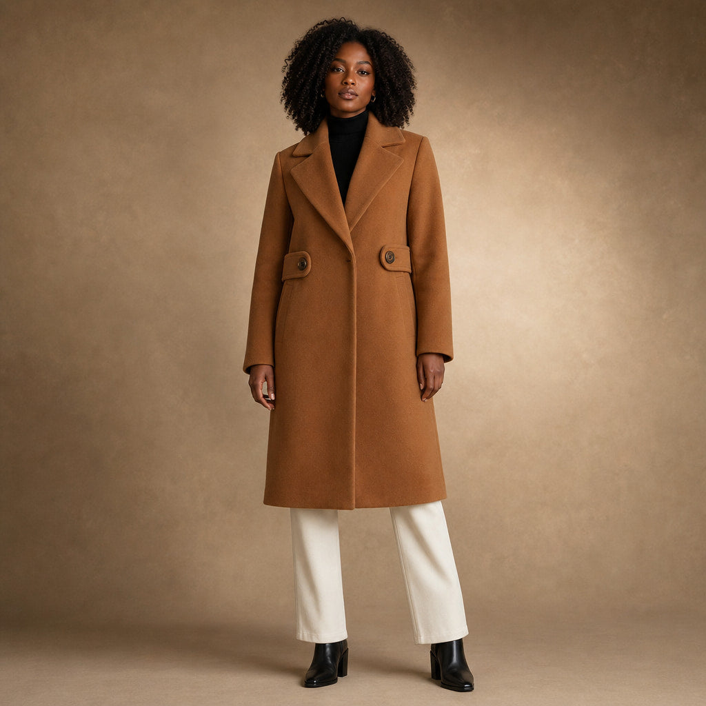 Belted Winter Coat Mid-Length in Brown – Mampierimoda Premium Womenswear