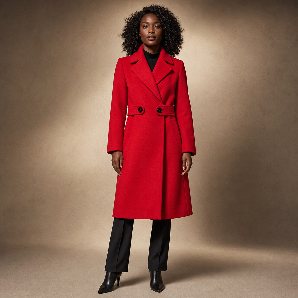 Belted Winter Coat Mid-Length in Red – Mampierimoda Premium Womenswear