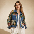 Camellia Floral Denim Jacket Dark Blue – Product Photo