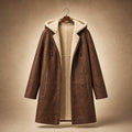 Cappotto Invernale Lungo da Donna con Cappuccio Marrone – Product Photo