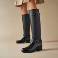 Celeste - Women's Waterproof Tall Rain Boots with Buckle Details in Black – Mampierimoda Premium Womenswear