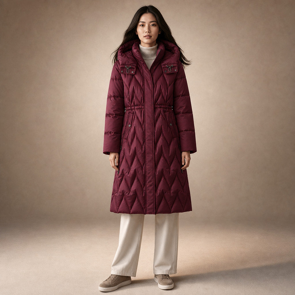 Chloe Quilted Hooded Coat in Rose Red – Mampierimoda Premium Womenswear