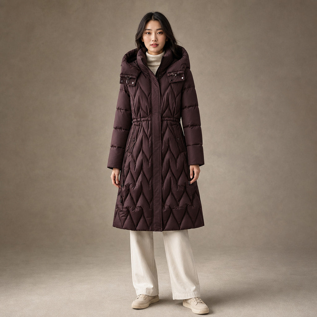 Chloe Quilted Hooded Coat in Truffle Brown – Mampierimoda Premium Womenswear