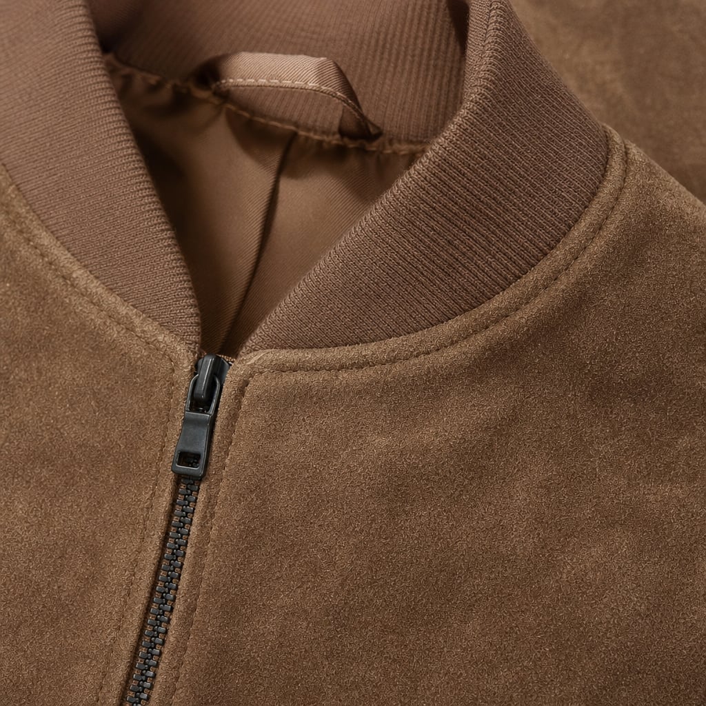 Clara Bomber Brown Brown – Fabric and Detail Close-Up