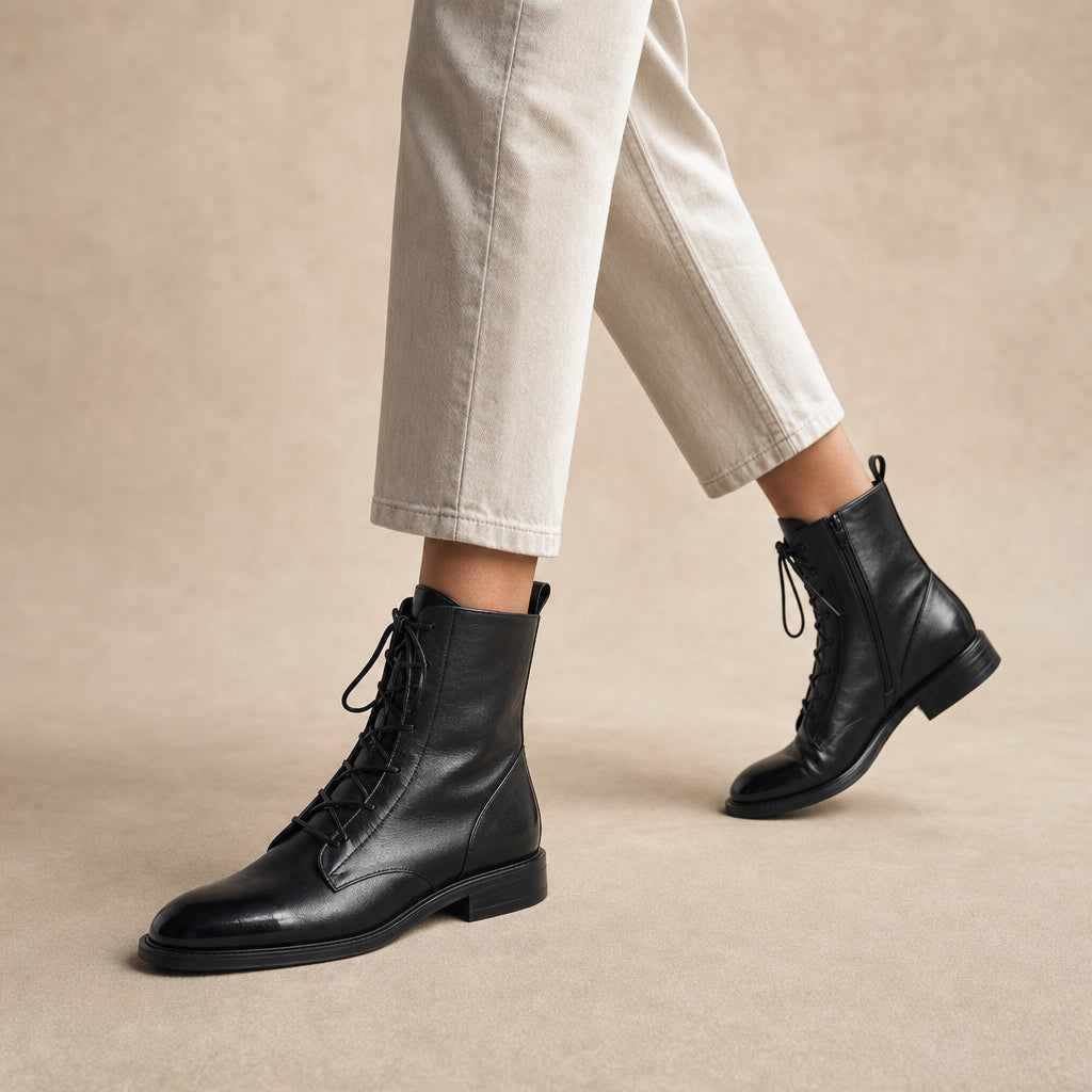 Elegant And Premium Leather Women's Boots Black – Product Photo