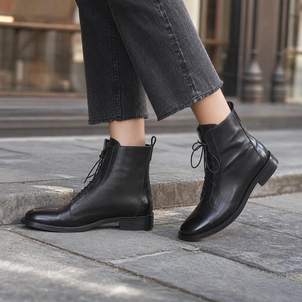 Elegant And Premium Leather Women's Boots Black – Styled Editorial Shot