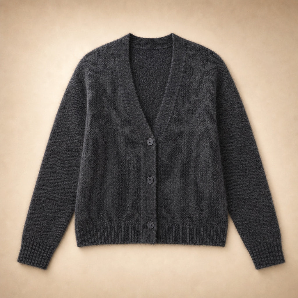 Clara-Pearl V-Neck Sweater Dark Gray – Product Photo