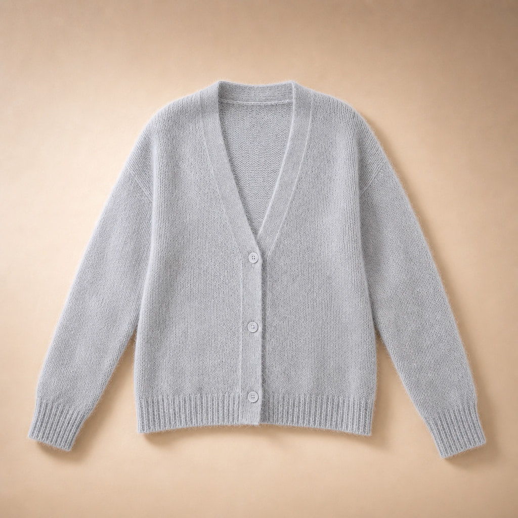 Clara-Pearl V-Neck Sweater Gray – Product Photo