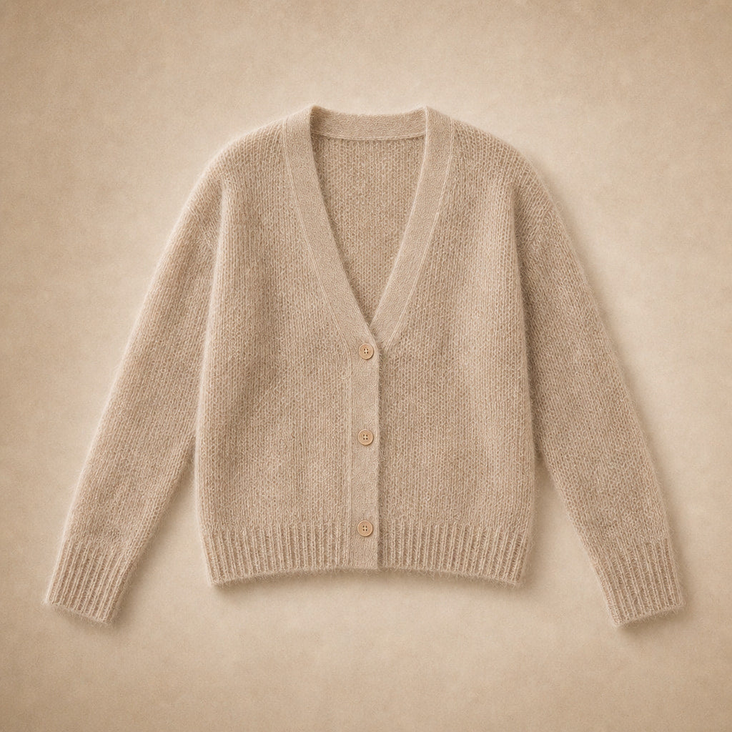 Clara-Pearl V-Neck Sweater Khaki – Product Photo
