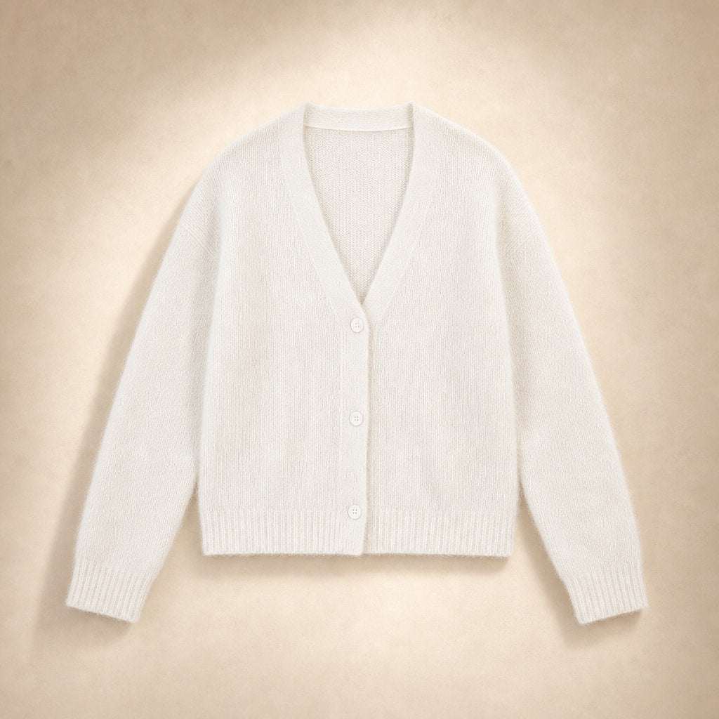 Clara-Pearl V-Neck Sweater White – Product Photo