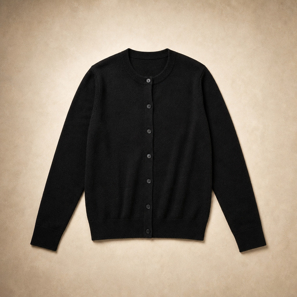 Classic Soft Women's Crew Neck Cardigan Black – Product Photo
