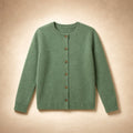 Classic Soft Women's Crew Neck Cardigan Green – Product Photo