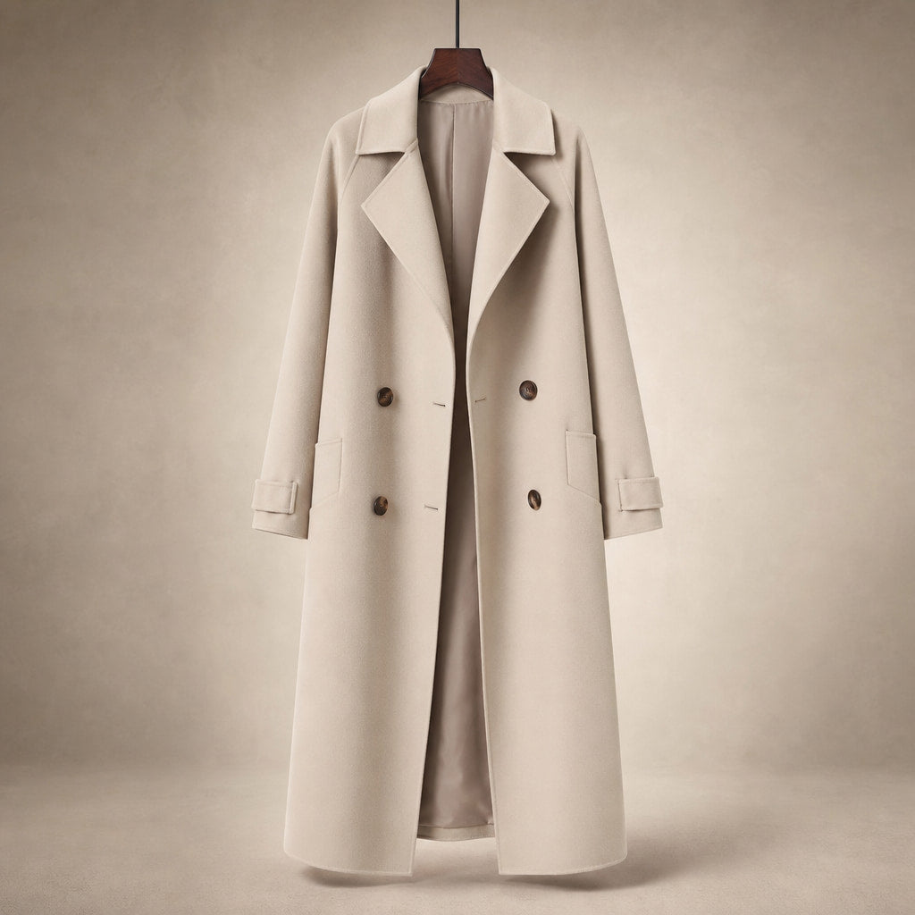 Wool Winter Coat Satin-Lined Beige – Product Photo