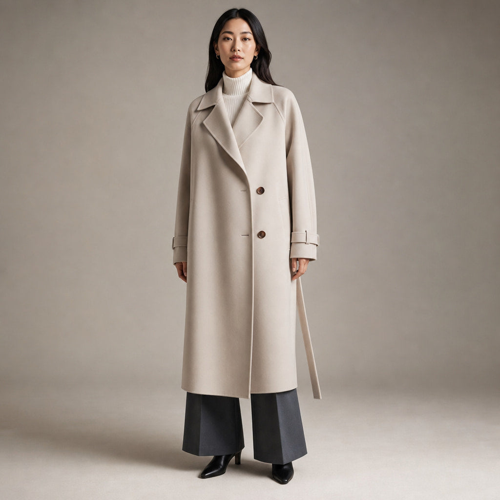 Wool Winter Coat Satin-Lined in Beige – Mampierimoda Premium Womenswear