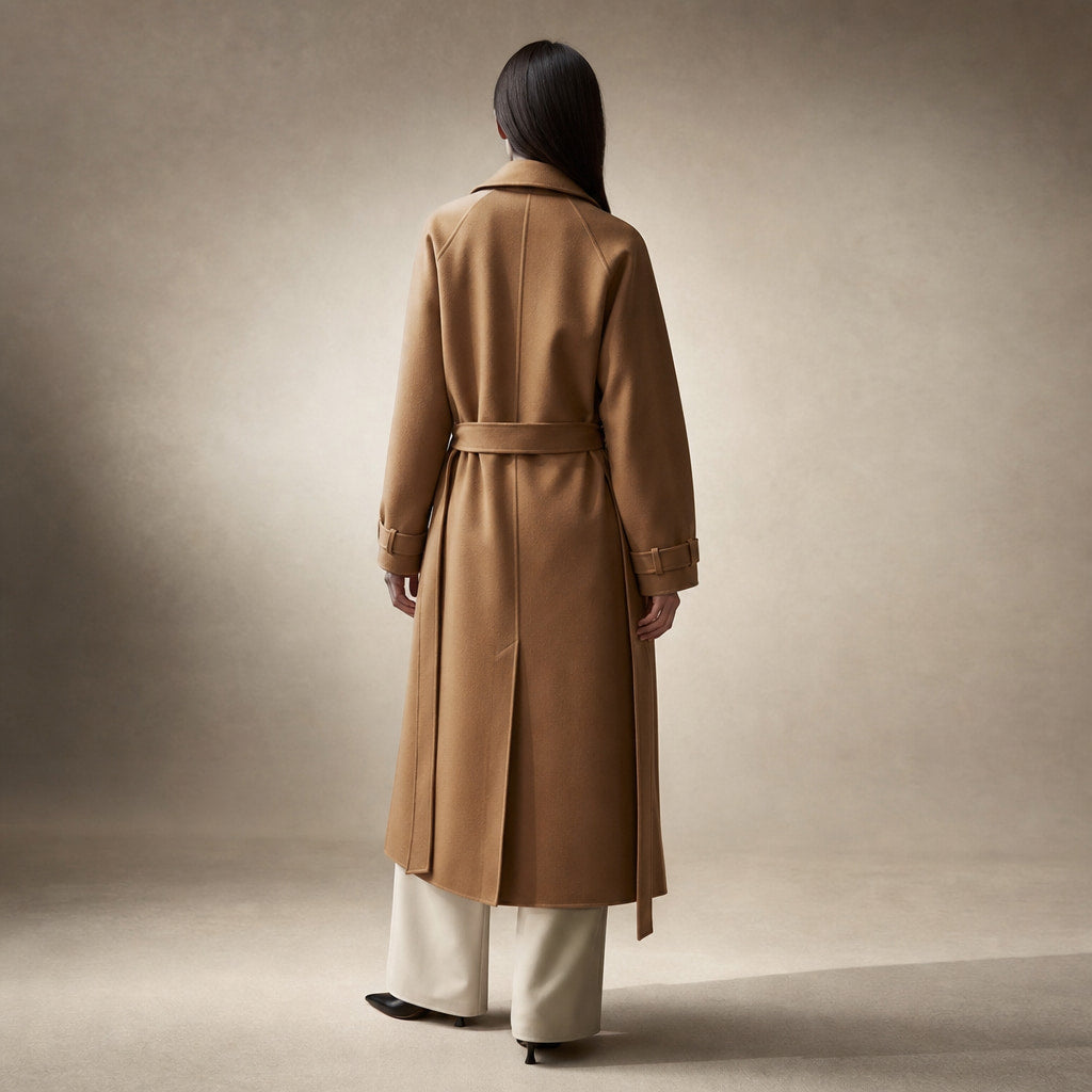 Wool Winter Coat Satin-Lined Camel – Full Look