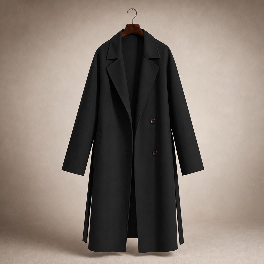 Wool Winter Coat Satin-Lined Black – Product Photo