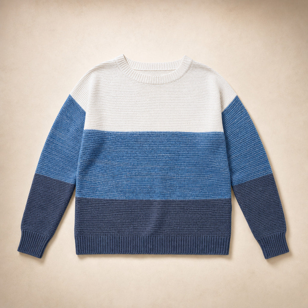 Color Block Knit Sweater for Women - Modern Comfort for Everyday Wear Blue – Product Photo