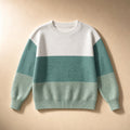 Color Block Knit Sweater for Women - Modern Comfort for Everyday Wear Green – Product Photo