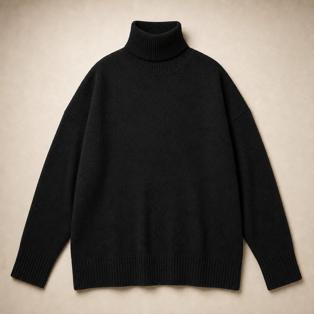 Cozy Oversized Turtleneck Sweater Black – Product Photo