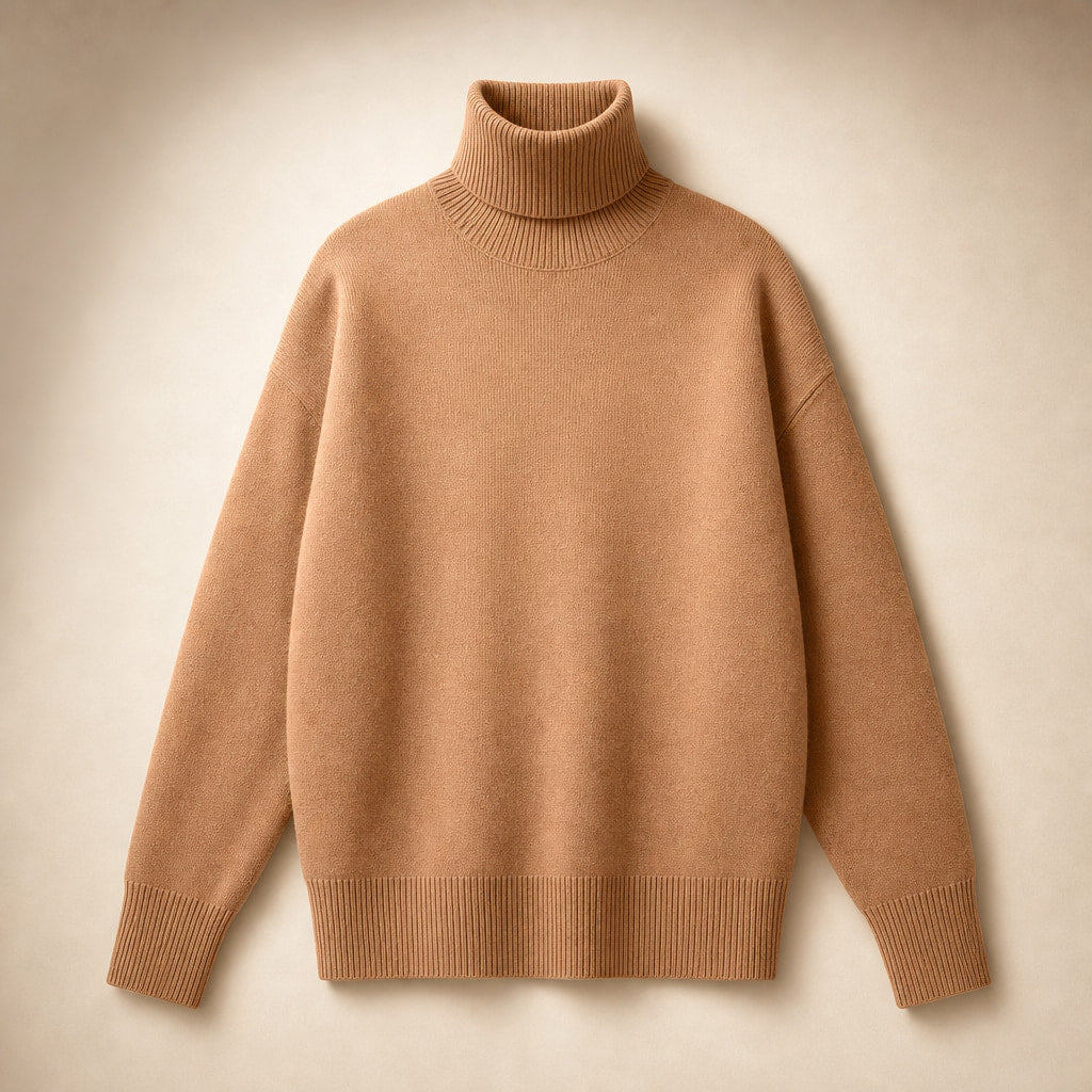 Cozy Oversized Turtleneck Sweater Brown – Product Photo