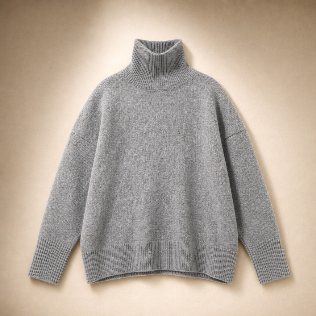 Cozy Oversized Turtleneck Sweater Gray – Product Photo