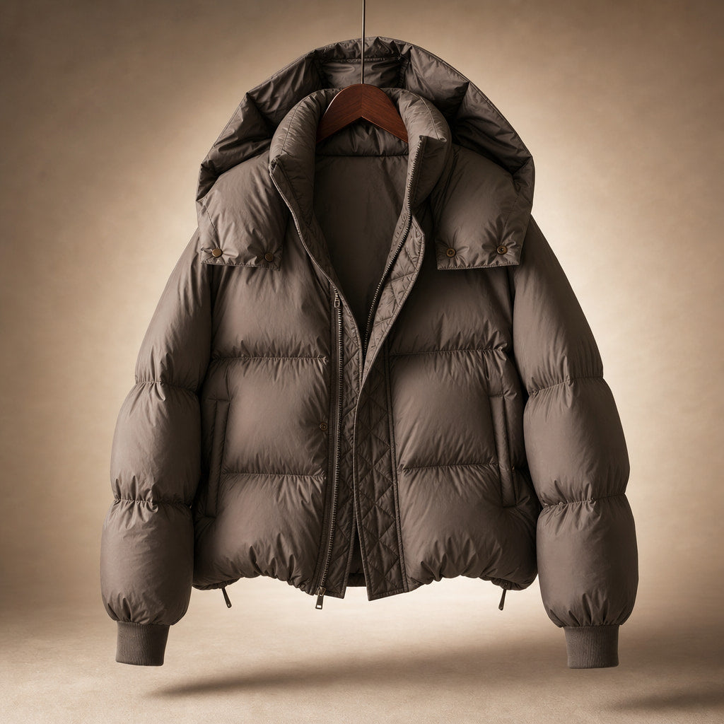 Padded Puffer Jacket Relaxed Fit Brown – Product Photo