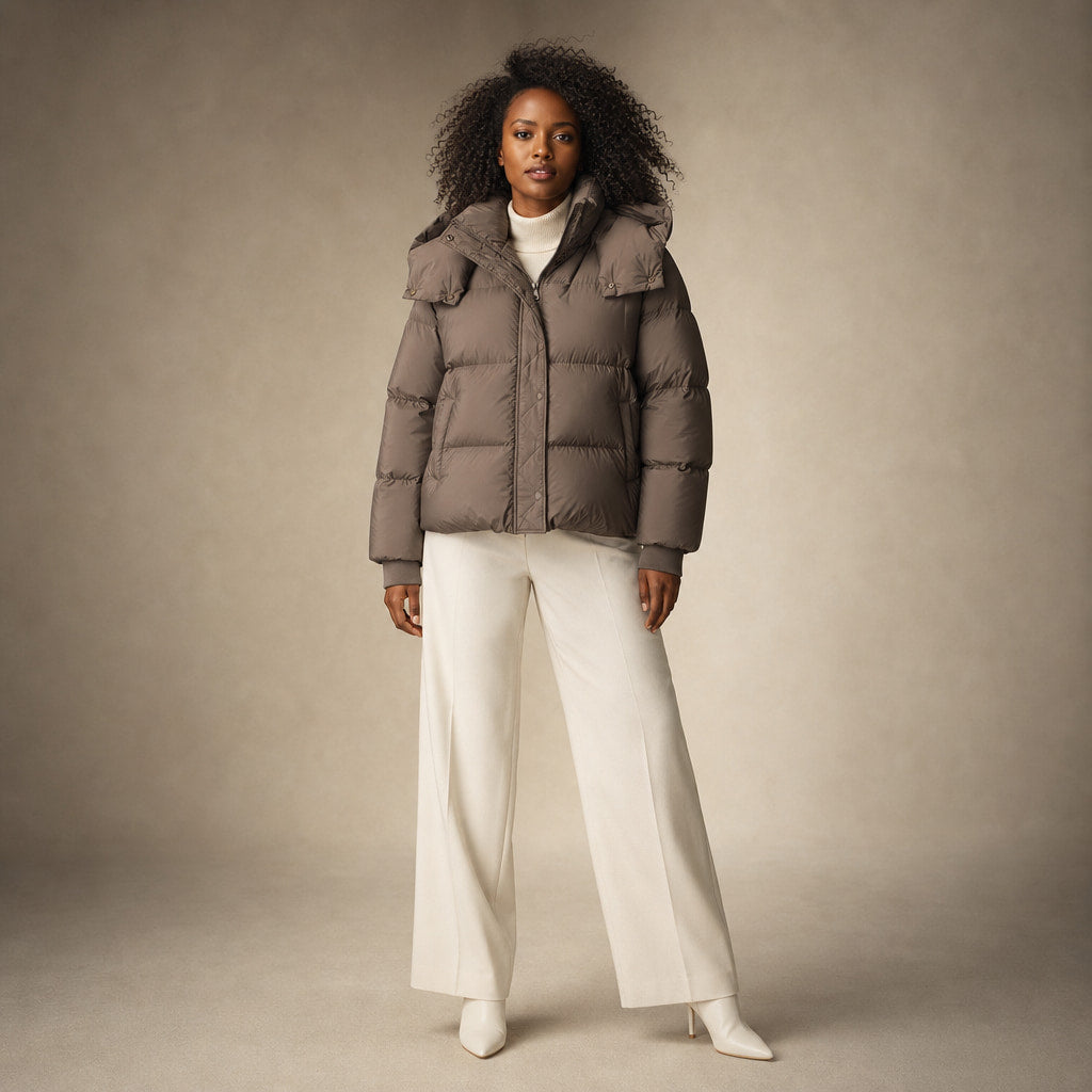 Padded Puffer Jacket Relaxed Fit in Brown – Mampierimoda Premium Womenswear