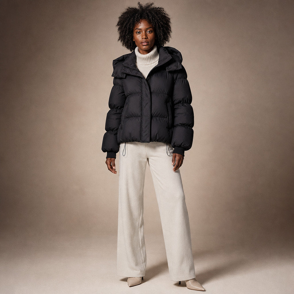 Padded Puffer Jacket Relaxed Fit in Black – Mampierimoda Premium Womenswear