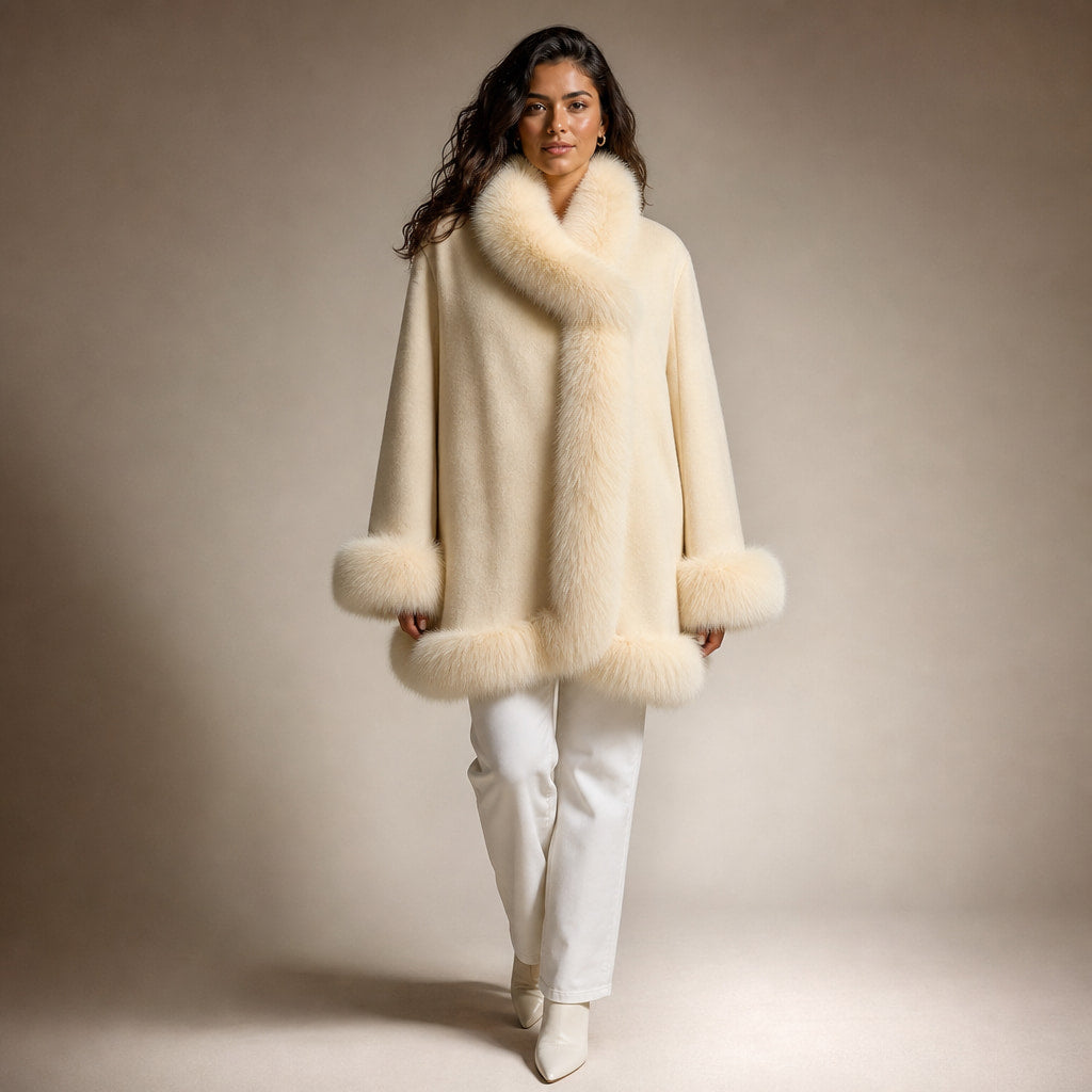 Donna Inverno Reversibile Mantello Giacchetta Mezza Lunghezza Maniche Ampie in Giallo chiaro – Mampierimoda Premium Womens...