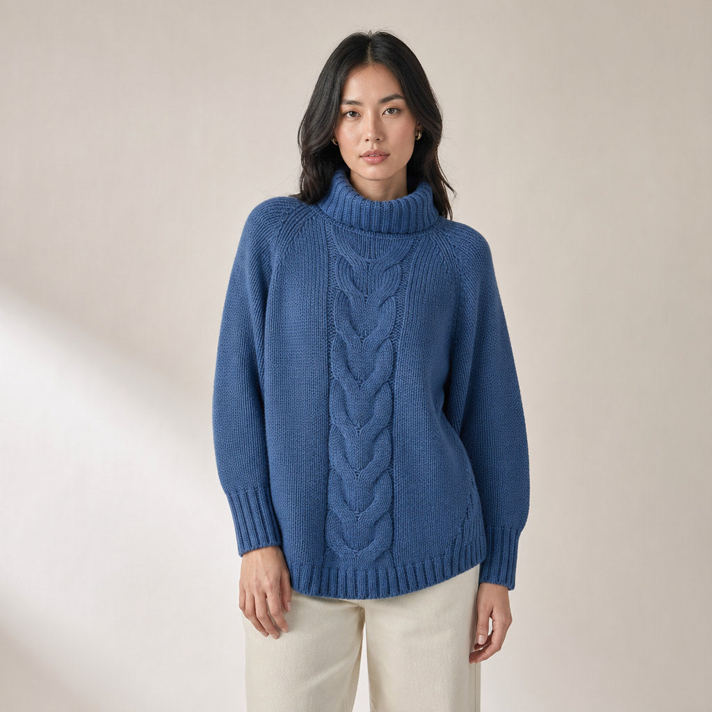 Cable Knit Sweater For Women in Blue – Mampierimoda Premium Womenswear
