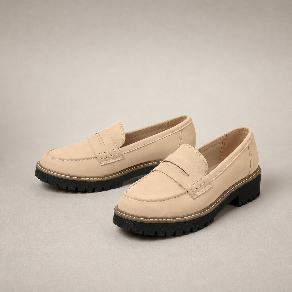 Chunky Loafers with Comfort Sole For Women Beige – Product Photo