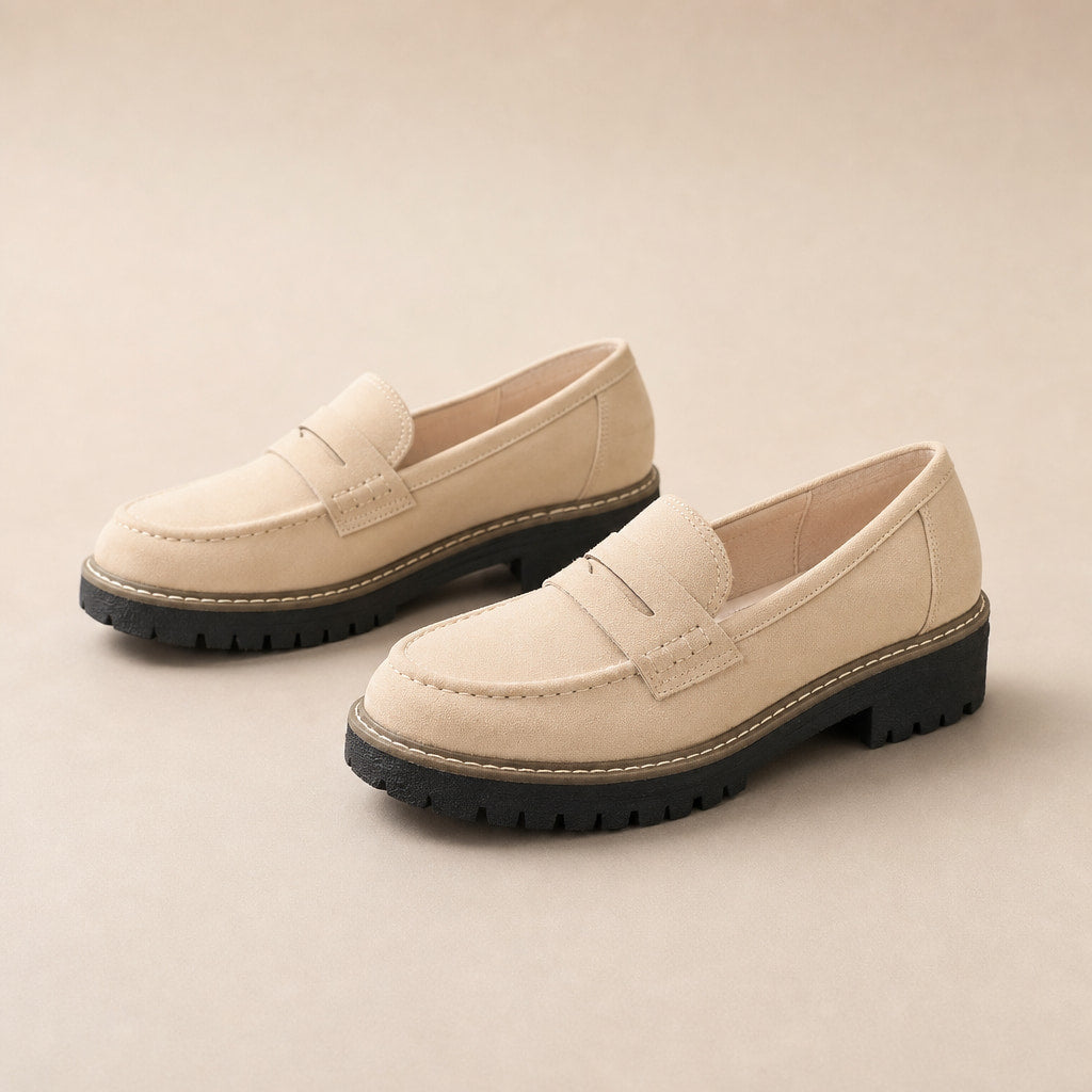 Chunky Loafers with Comfort Sole For Women in Beige – Mampierimoda Premium Womenswear