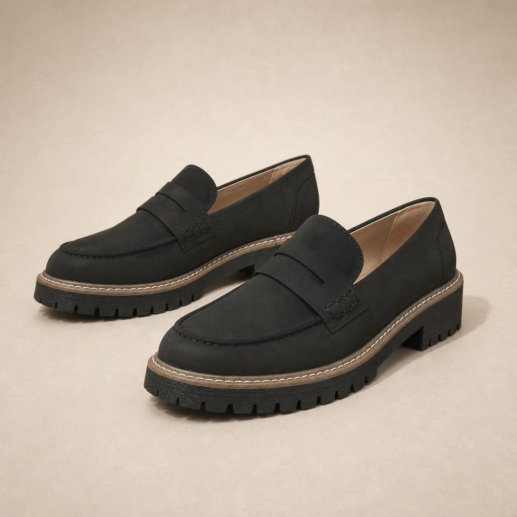 Chunky Loafers with Comfort Sole For Women Black – Product Photo